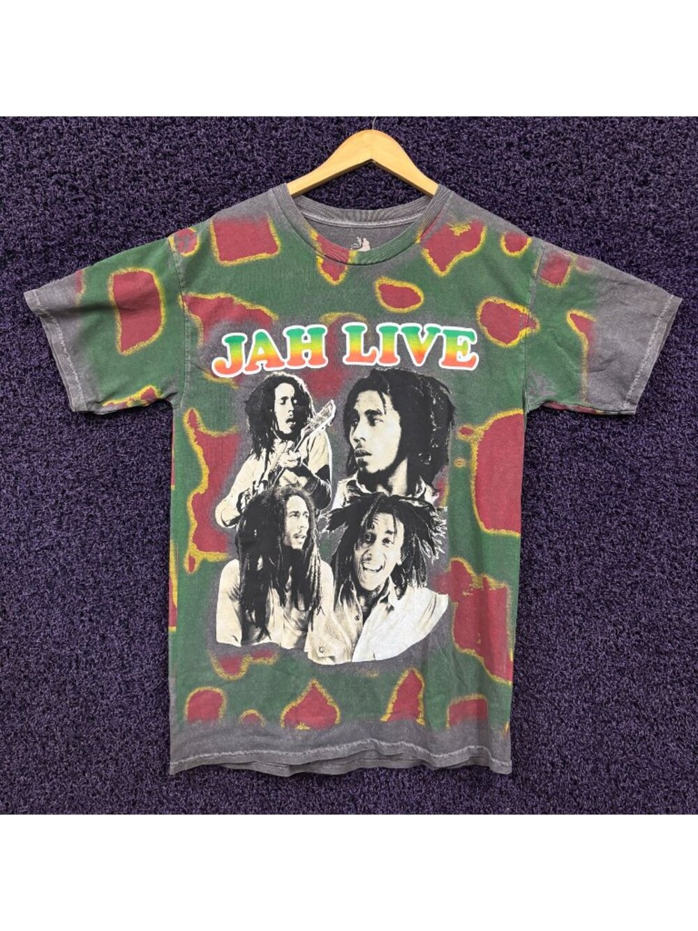 Bob Marley Jah Live Geode Print T-Shirt Size Large